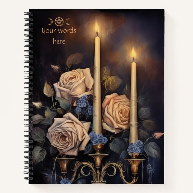 Cuaderno Crea tus propias velas mágicas rosas florales (Anverso)