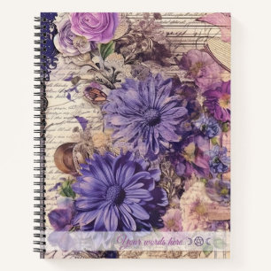 Cuaderno Crea tus propias Zinnias Purpúreas Florales Efímer