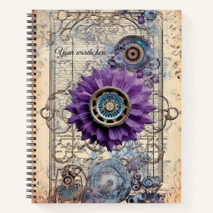 Cuaderno Crea tus propios efímeros florales púrpura steampu