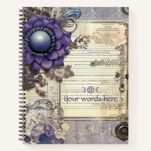 Cuaderno Crea tus propios ephemera de flor púrpura Ledger