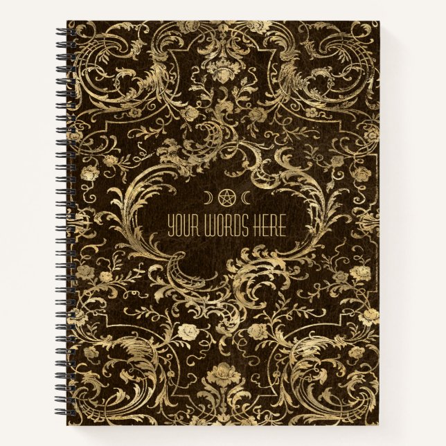 Cuaderno Crea tus propios florituras doradas marrones (Anverso)