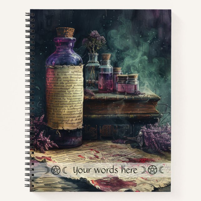 Cuaderno Crea tus Propios Frascos de Elixir Mágico Botica (Anverso)
