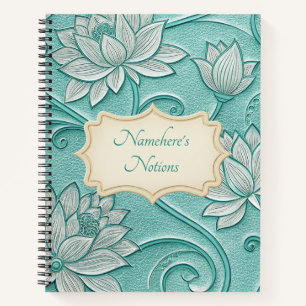 Cuaderno Crea tus propios lotos blancos teales florales vin