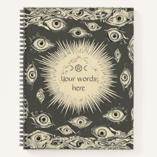 Cuaderno Crea Tus Propios Ojos Malvados Retro Psicodélicos