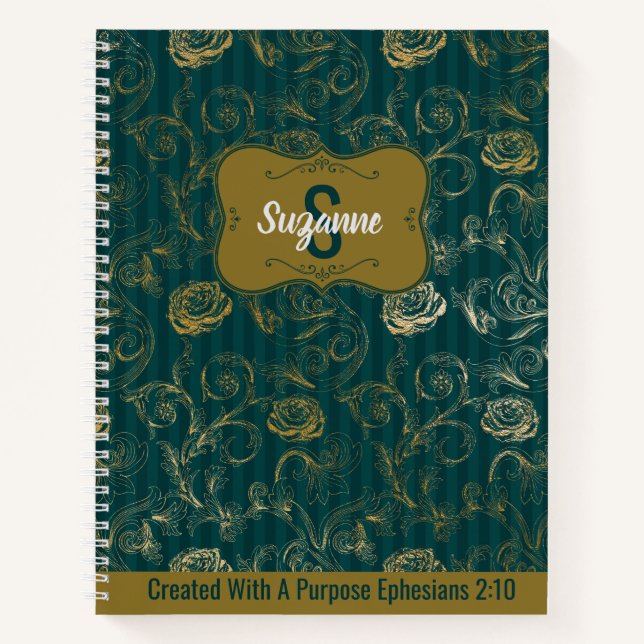 Cuaderno Creado Con Un Propósito Efesios 2:10 Floral (Anverso)