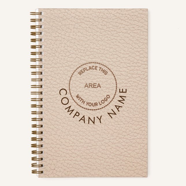 Cuaderno Cream Faux Leather Company Nombre logotipo QR Code (Anverso)