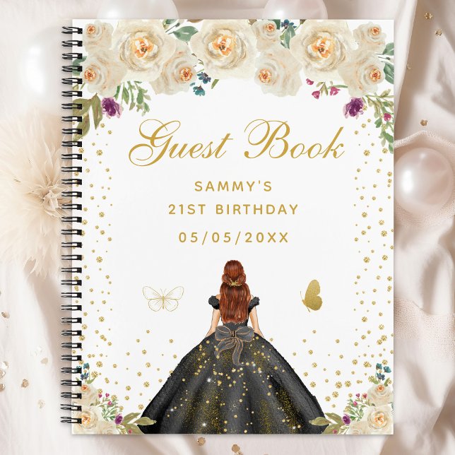 Cuaderno Cream Floral Brown Hair Princess Book (Subido por el creador)