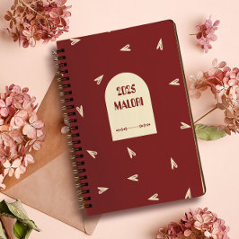 Cuaderno Cream Hearts on Burgundy - Minimal Valentine 