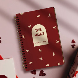 Cuaderno Cream Hearts on Burgundy - Minimal Valentine 