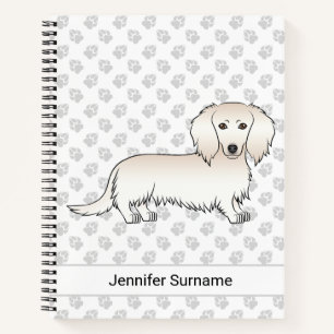 Cuaderno Cream Long Hair Dachshund Cartog Dog & Text