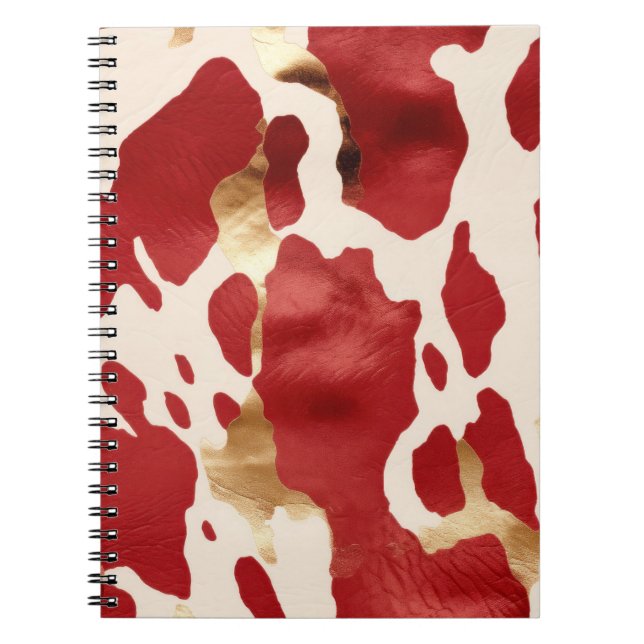 Cuaderno Cream Red Gold Western Piel de vaca Howdy (Frente)