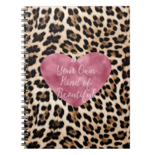 Cuaderno Creamy Brown Black Leopard Heart Hermoso