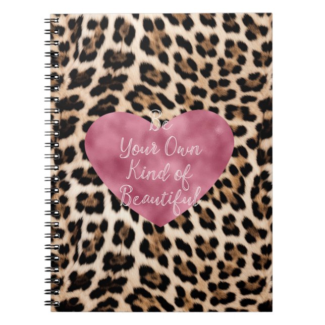 Cuaderno Creamy Brown Black Leopard Heart Hermoso (Frente)