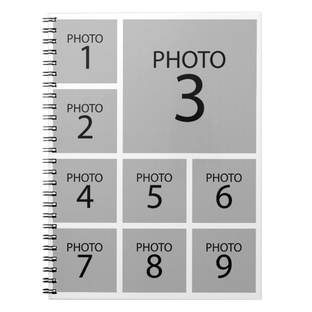 Cuaderno Crear su plantilla personalizada de collage 9 FOTO (Frente)