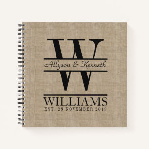 Cuaderno Crear su propio monograma de retro Burlap