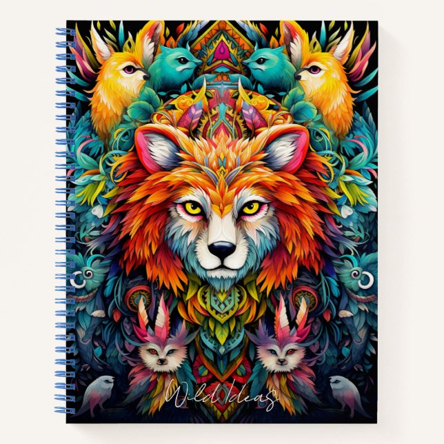 Cuaderno Crear su propio portátil Boho Tribal Wolf (Anverso)