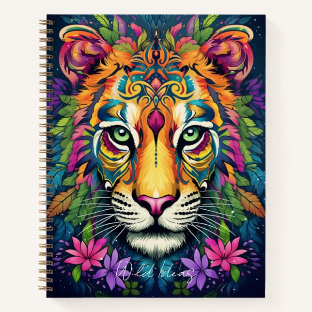 Cuaderno Crear su propio portátil Floral Tribal Tiger (Anverso)
