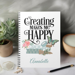 Cuaderno Crear un bloc de notas de fotos en espiral feliz
