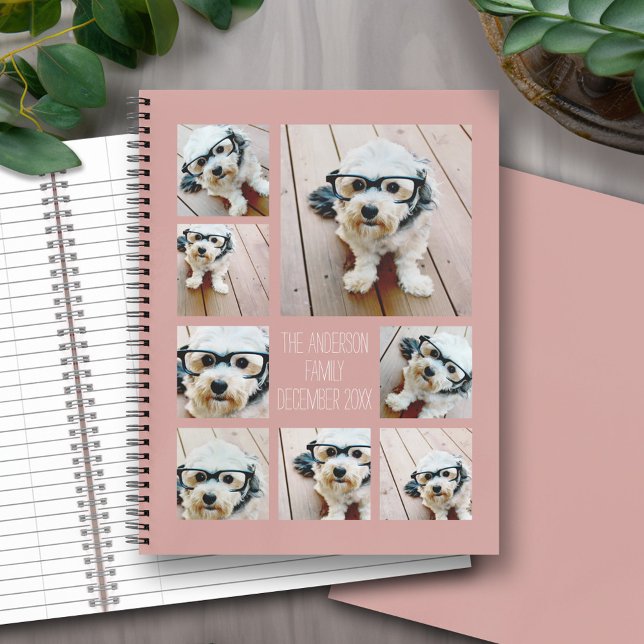 Cuaderno Crear un Collage de fotos Personalizado con 8 foto (Personalized notebook with an area for photos and text - option for different inside pages and coils)