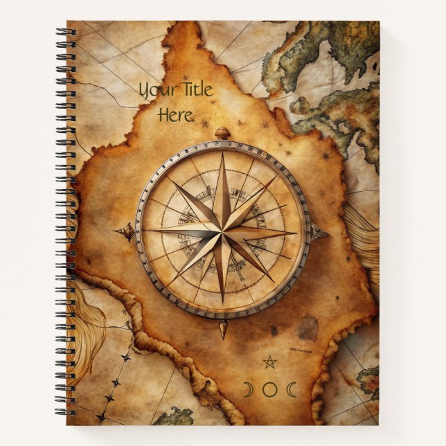 Cuaderno Create Your Own Antique Compass Rose Travel Map (Anverso)