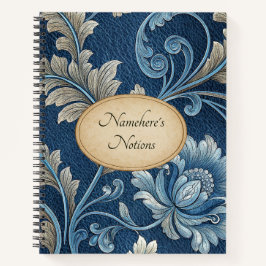 Cuaderno Create Your Own Blue Gold  Embossed Vintage Flower