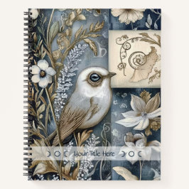 Cuaderno Create Your Own Blue Gold Garden Bird Botanical