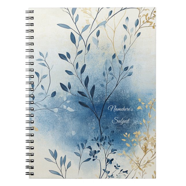 Cuaderno Create Your Own Blue Mist Gold Floral Minimalist (Frente)