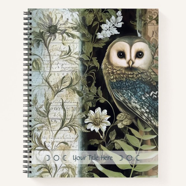 Cuaderno Create Your Own Blue Owl Floral Botanical (Anverso)