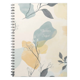 Cuaderno Create Your Own Blue Yellow Leafy Flora Minimalist
