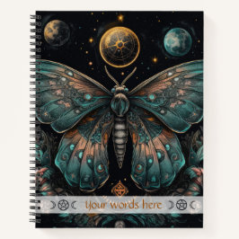 Cuaderno Create Your Own Celestial Blue Orange Fantasy Moth
