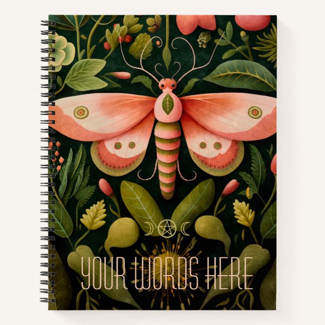 Cuaderno Create Your Own Coral Pink Floral Garden Moth (Anverso)