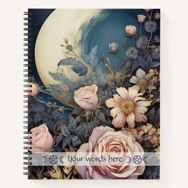 Cuaderno Create Your Own Crescent Moon Pink Rose Garden (Anverso)