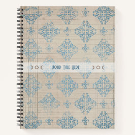 Cuaderno Create Your Own Distressed Blue Damask Lined Paper