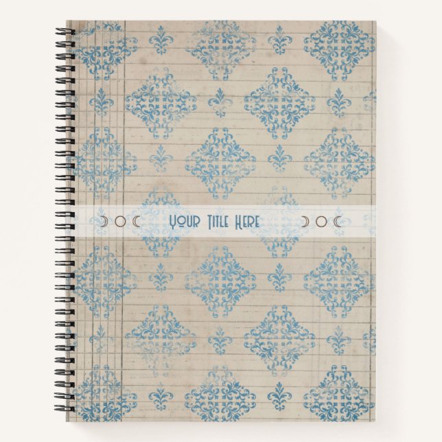 Cuaderno Create Your Own Distressed Blue Damask Lined Paper (Anverso)