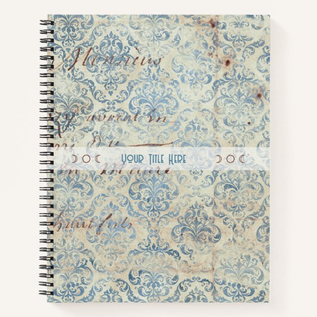 Cuaderno Create Your Own Distressed Blue Damask Love Letter (Anverso)