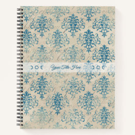 Cuaderno Create Your Own Distressed Vintage Blue Damask