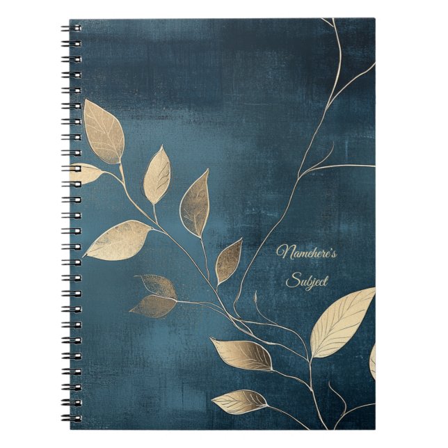 Cuaderno Create Your Own Elegant Blue & Gold Minimalist (Frente)