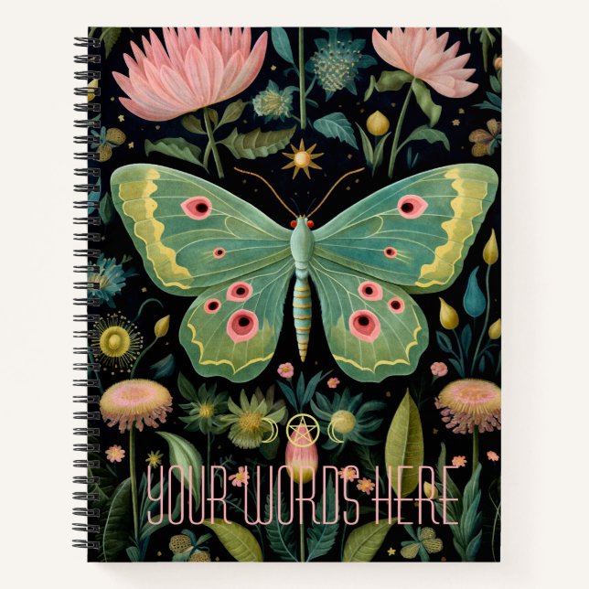 Cuaderno Create Your Own Floral Green Garden Moth (Anverso)