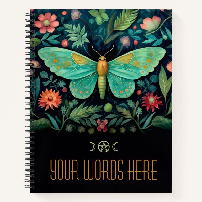 Cuaderno Create Your Own Floral Seafoam Green Garden Moth (Anverso)