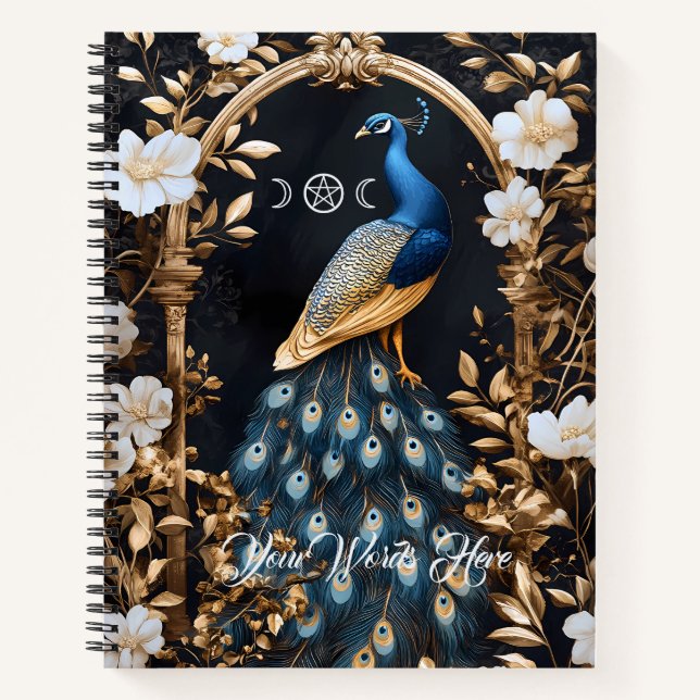 Cuaderno Create Your Own Gilded Blue Peacock Floral (Anverso)