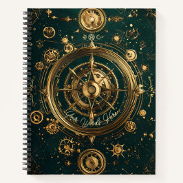 Cuaderno Create Your Own Gilded Teal Steampunk Compass Rose