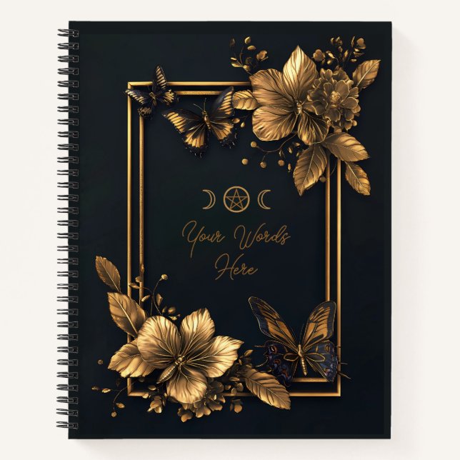 Cuaderno Create Your Own Gold Floral Butterfly Black (Anverso)