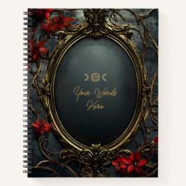Cuaderno Create Your Own Gold & Gray Red Floral