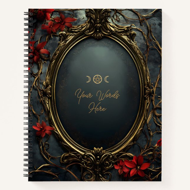 Cuaderno Create Your Own Gold & Gray Red Floral (Anverso)