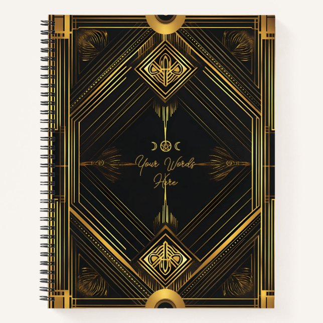 Cuaderno Create Your Own Golden Art Deco Style Black (Anverso)