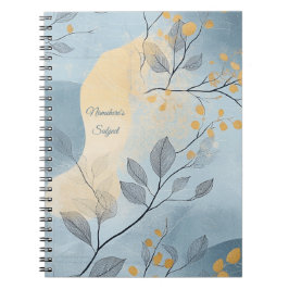 Cuaderno Create Your Own Golden Blue Floral Minimalist