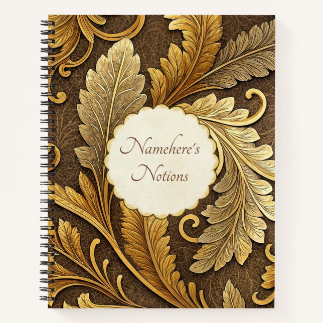 Cuaderno Create Your Own Golden Bronze Vintage Vine (Anverso)