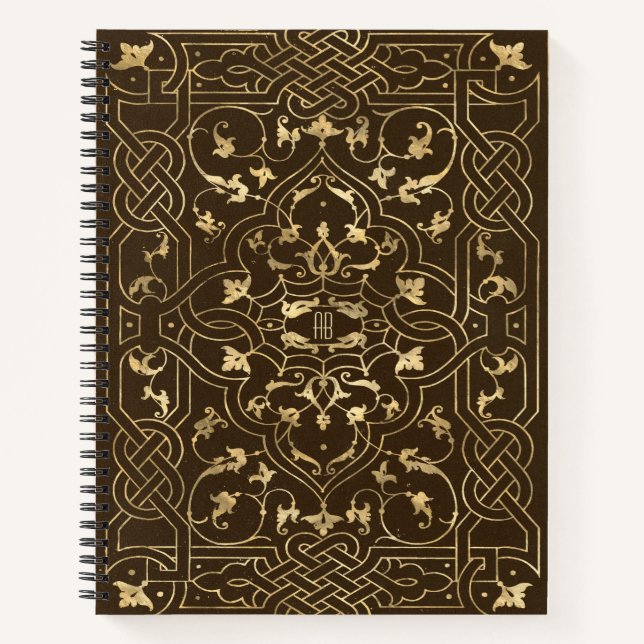 Cuaderno Create Your Own Golden Celtic Knotwork Brown (Anverso)