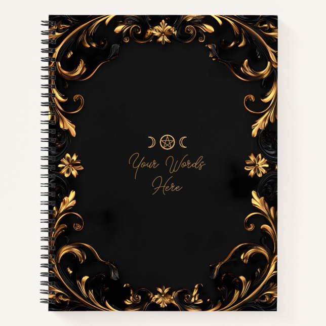 Cuaderno Create Your Own Golden Flowers & Flourishes Black (Anverso)