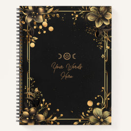 Cuaderno Create Your Own Golden Frangipani Floral Black